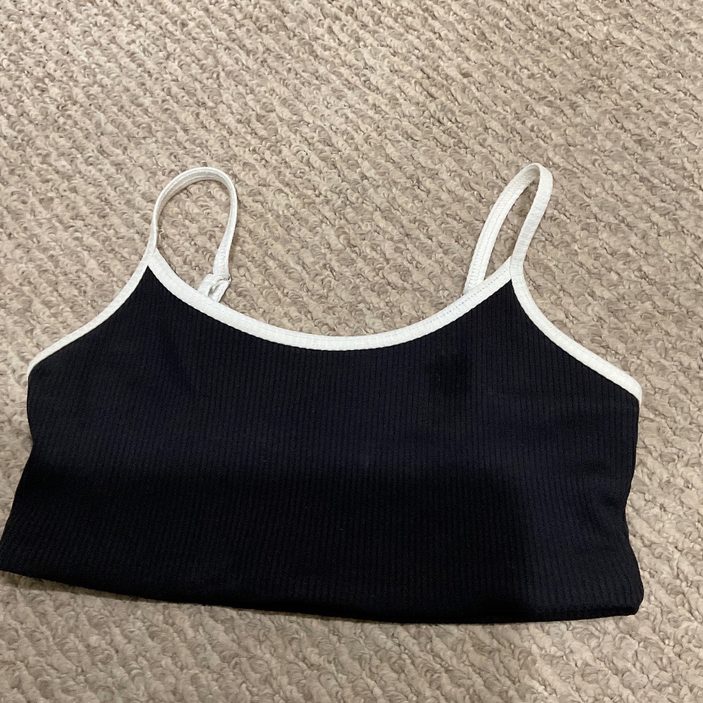 Year of ours piped black ribbed bra top